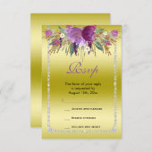 Cartons Réponse Parties scintillant Diamond Classy Fleurs d'aquare (Devant / Derrière)