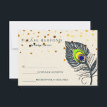 Cartons Réponse Parties scintillant d'or Confetti Peacock Feather<br><div class="desc">Cette belle carte est livré avec des cartes Confetti Parties scintillant or blanc avec les mots RSVP scénarisé un design coloré en plumes de paon. Ce carte de remerciements est composé d'un script de calligraphie et d'une plume de paon. parfait pour les mariages, les diplômes et autres célébrations de la...</div>