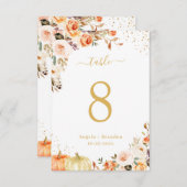 Cartons Réponse Parties scintillant d'or d'automne Mariage floral (Devant / Derrière)