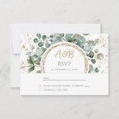 Cartons Réponse Parties scintillant d'or Eucalyptus - Mariage vert (Devant)