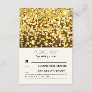 Cartons Réponse parties scintillant d'or points vintage mariage ca