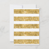 Cartons Réponse Parties scintillant d'or rayures rose mariage flor (Dos)