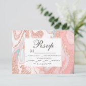 Cartons Réponse parties scintillant d'or rose corail marbre rose d (Debout devant)