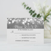 Cartons Réponse parties scintillant en argent lumières mariage rom (Debout devant)