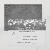 Cartons Réponse parties scintillant en argent lumières mariage rom (Devant / Derrière)