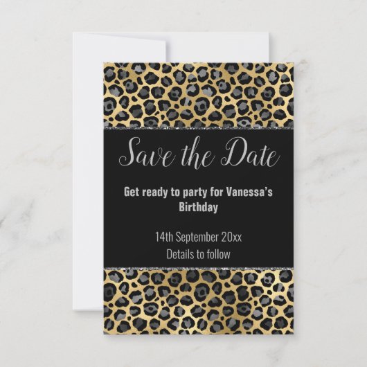 CARTONS RÉPONSE PARTIES SCINTILLANT EN ARGENT NOIR LEOPARD ENREGIS (Devant)