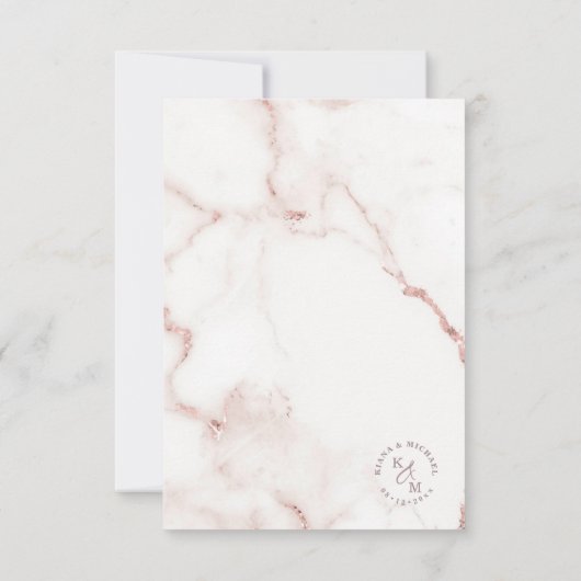 Cartons Réponse Parties scintillant en marbre moderne Mariage Rose (Dos)