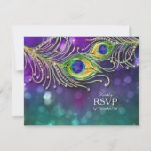 Cartons Réponse Parties scintillant en or Mariage Peacock  bijoux  (Dos)