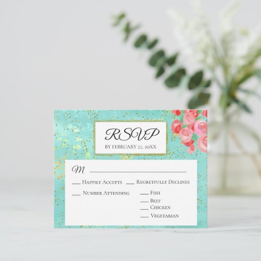 Cartons Réponse *~* Parties scintillant Floral moderne Mariage Abs (Debout devant)