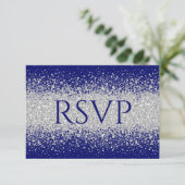 Cartons Réponse Parties scintillant moderne Sliver sur Royal Blue (Debout devant)