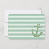 Cartons Réponse Parties scintillant Monnaie Nautique Ancre Mariage (Dos)