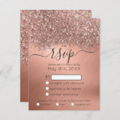Cartons Réponse Parties scintillant or Rose de luxe Confetti Maria (Devant / Derrière)