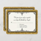 Cartons Réponse Parties scintillant ornementale or rayé classique  (Devant / Derrière)