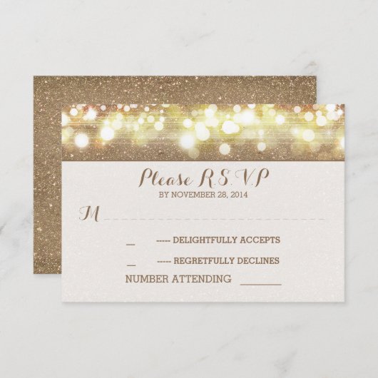 Cartons Réponse parties scintillant rêveuse lumières mariage roman (Devant / Derrière)