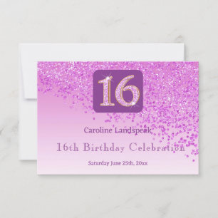 Cartons Réponse Parties scintillant rose Chic, Seize Anniversaire