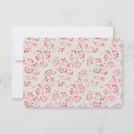 Cartons Réponse Parties scintillant rose crème romantique Mariage (Dos)