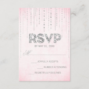 Cartons Réponse Parties scintillant rose et argent Look Mariage ca