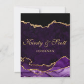 Cartons Réponse Parties scintillant violet et or Faux Agate Marbre (Dos)