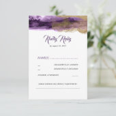 Cartons Réponse Parties scintillant violet et or Mariage moderne R (Debout devant)