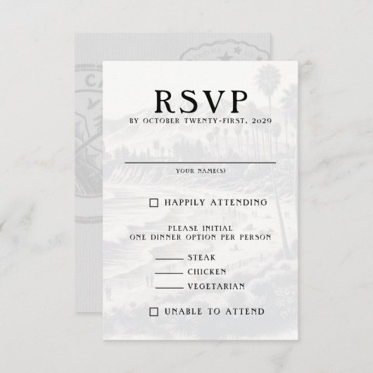 Cartons Réponse Passeport de Californie (Devant / Derrière)