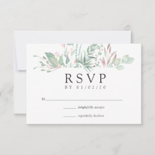 Cartons Réponse Pastel Blush Greenery Mariage