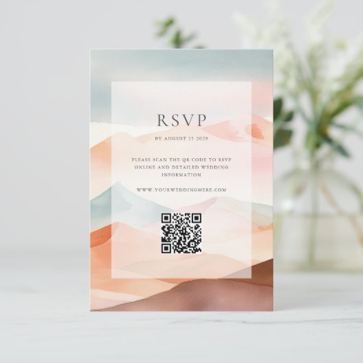 Cartons Réponse Pastel Boho Desert Détails sur le Mariage (Debout devant)