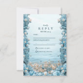 Cartons Réponse Pastel Coastal Blue Florals Wedding (Devant)