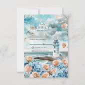 Cartons Réponse Pastel Coastal Lighthouse Ocean Wedding (Devant)
