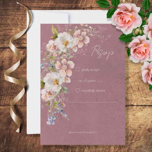 Cartons Réponse Pastel Floral Mariage rose moderne