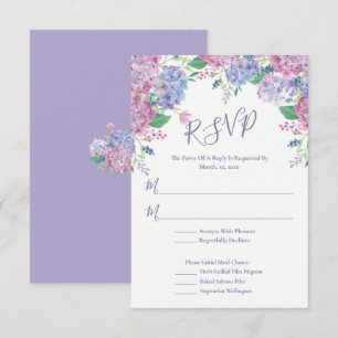 Cartons Réponse Pastel Hydrangeas, Mariage Floral