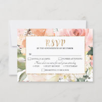 Pastel Pink Blush Rose Floral Mariage géométrique