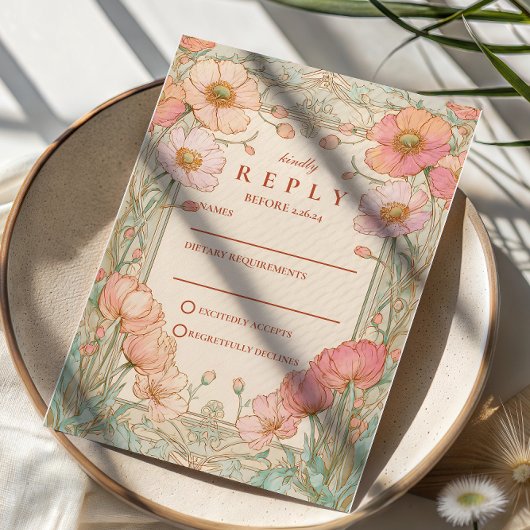 Cartons Réponse Pastel Poppy Garden Wedding