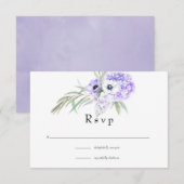 Cartons Réponse Pastel Violet Floral Mariage (Devant / Derrière)