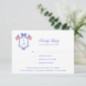 Cartons Réponse Patriotic Crest with Flags| Monogram Wedding (Debout devant)