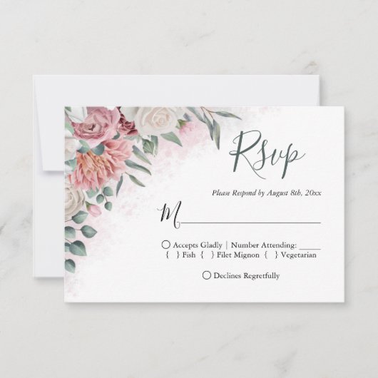 Cartons Réponse Pays Dusty Rose Floral (Devant)