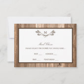 Cartons Réponse Pays Monogramme rustique Branche & Mariage en bois (Dos)
