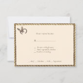 Cartons Réponse Pays Ouest Mariage Rose Roses Plumes corde (Dos)