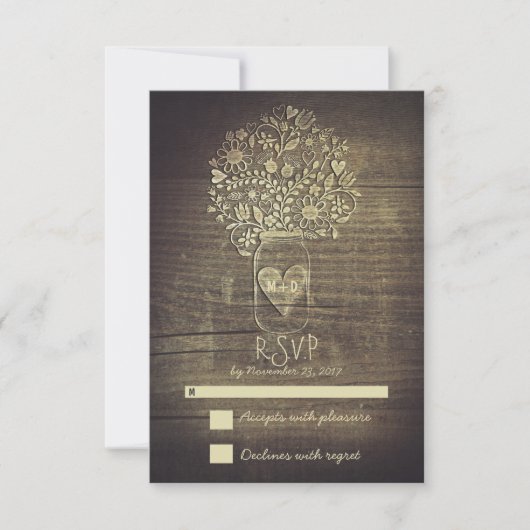 Cartons Réponse Pays rustique floral maçonnerie mariage de pot RSV (Devant)