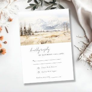 Cartons Réponse Paysage aquarelle de mariage à Jackson Hole Wyomin