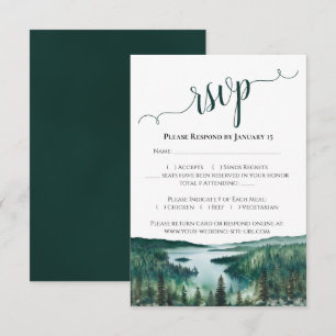 Cartons Réponse Paysage de lac Tahoe à l'aquarelle Mariage rustiqu