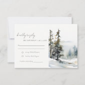 Cartons Réponse Paysage des neiges d'hiver Mariage d'aquarelle (Devant)
