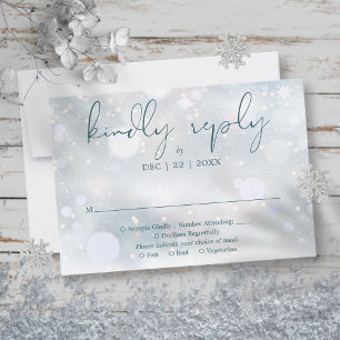 Cartons Réponse Paysage hivernal élégant écriture neige mariage