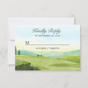 Cartons Réponse Paysage vert mariage aquarelle
