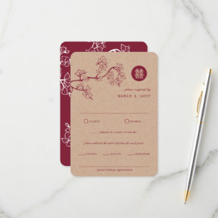 Cartons Réponse Peach Crimson Peach/Plum Blossoms Kraft Mariage ch