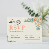 Cartons Réponse Peach Floral and Eucalyptus Greenery Wedding (Debout devant)