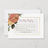 Cartons Réponse Peach Mimosa Blooms Floral Mariage (Devant)