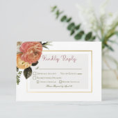Cartons Réponse Peach Mimosa Blooms Floral Mariage (Debout devant)