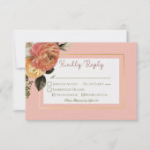 Cartons Réponse Peach Mimosa Blooms Floral Mariage (Devant)