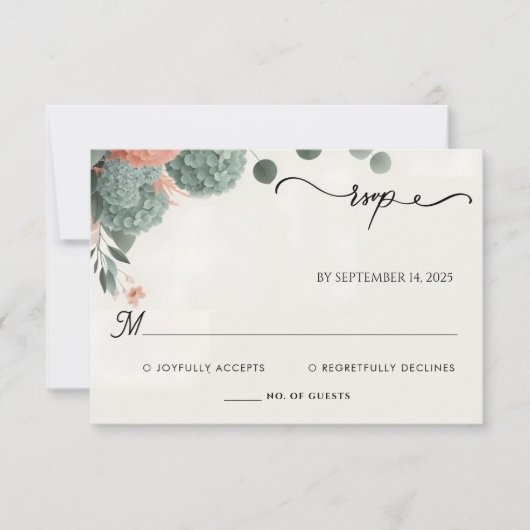 Cartons Réponse Peach Peach Mint Moss Sage Green Mariage (Devant)