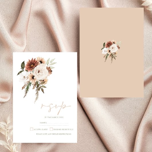 Cartons Réponse Peach Rustic Terracotta Verdure Mariage Floral